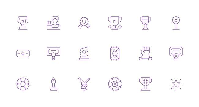 Accolade Visual Pack containing 18 Minimal Line Icons Full Icon Library for UI Designers vector