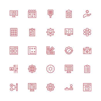 Options Set with 25 Medium Stroke Outline Icons Multi-Style Icons for Creative Projects vector