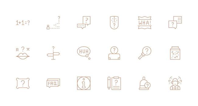 Question Mark Icon Set with 18 Minimal Line Graphics Icons Built for Visual Consistency Pack vector