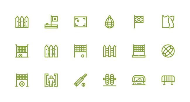 18 íconos para Perímetro en fuerte carrera línea formato digital icono colección vector