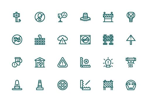 Caution Icon Collection with 24 Thick Line Line Designs Fully Editable Icon Set for Web vector