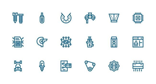 Strong Stroke Line Icons from Component Set with 18 Vectors Neutral Style Icons for Any Project