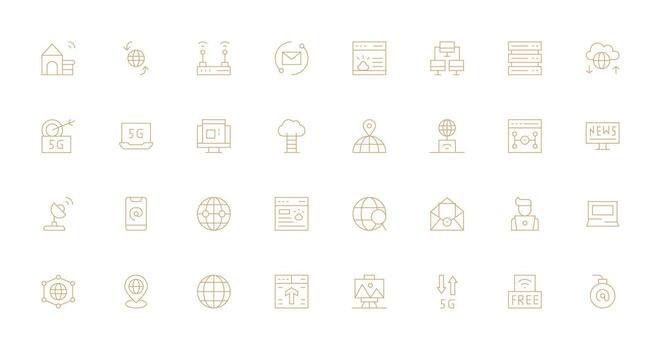 32 Icons for Internet in Thin Line Format High-Resolution Icons for Any Platform vector