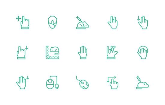 15 regular línea íconos para ratón gráficos multi-estilo íconos para creativo proyectos vector