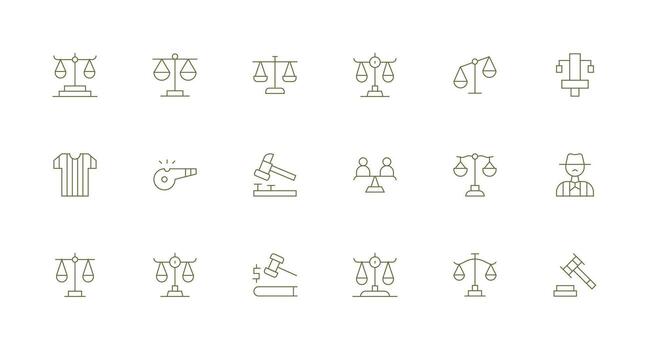 Minimal Line Style Arbitration Icons with 18 Vectors Organized Pack for Project Assets