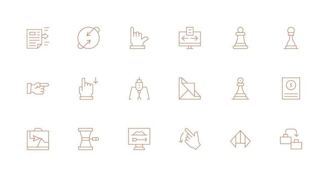 Move Icon Set with 18 Minimal Line Graphics Layout Icon Collection vector