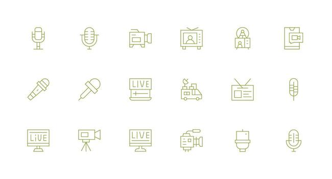 En Vivo icono colección con 18 mínimo línea diseños sencillo íconos para interfaz y wireframes vector