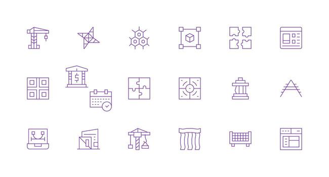 Minimal Line Icons from Framework Set with 18 Vectors Simplified Icon Pack for Visual Tools