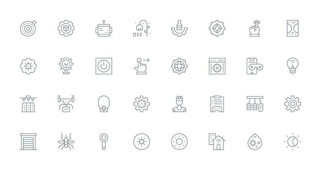 Delgado línea estilo controlar íconos con 32 vectores completamente editable icono conjunto para web