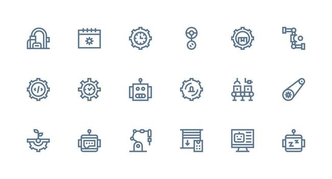 18 Strong Stroke Line Designs for Automation Icons Interface Icon Collection vector