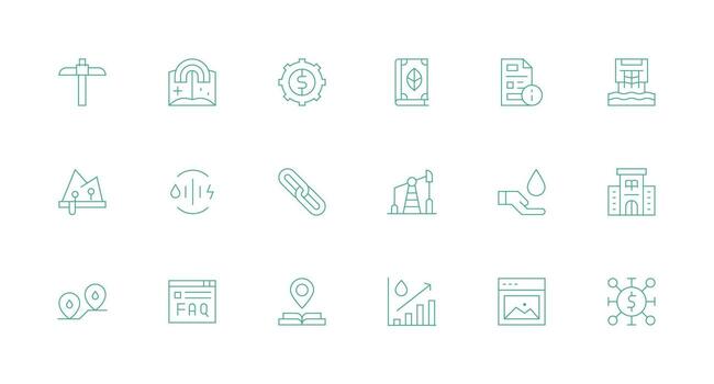 Minimal Line Icons from Resource Set with 18 Vectors Organized Glyph Icons for Fast Design