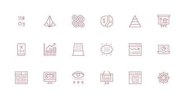 Data Visualization Visual Pack containing 18 Minimal Line Icons Universal Icon Pack vector