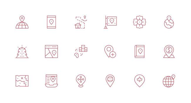 Coordinates Set with 18 Minimal Line Icons Neatly Designed Icons for Web Platforms vector