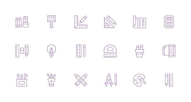Minimal Line Icons from Drawing Tools Set with 18 Vectors Scalable Icons for All Themes