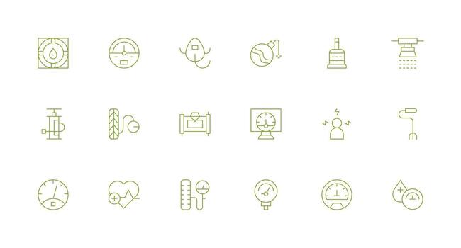 presión presentando 18 íconos en mínimo línea diseño personalizable icono serie para móvil pantallas vector