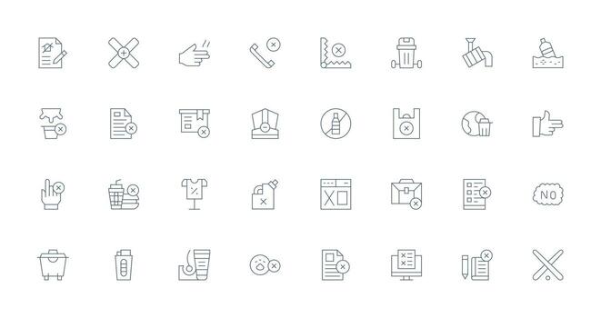 Refuse Icon Collection with 32 Thin Line Designs Quick Access Icons for UI Development vector