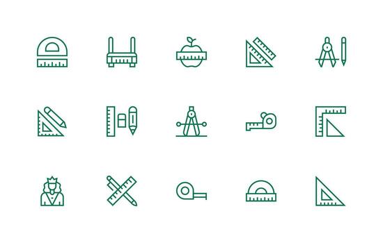 15 Ruler Icons in Regular Line Aesthetic Multi-Style Icons for Creative Projects vector