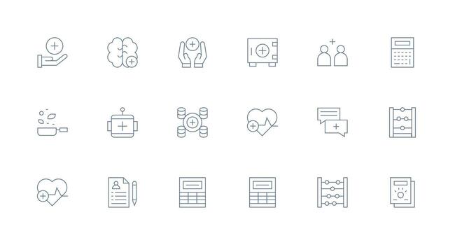 18 íconos para añadir en mínimo línea formato limpiar icono colección para web utilizar vector