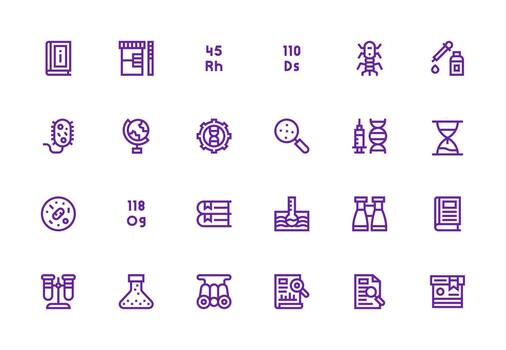 Research Visual Pack containing 24 Thick Line Line Icons UI Icon Set vector