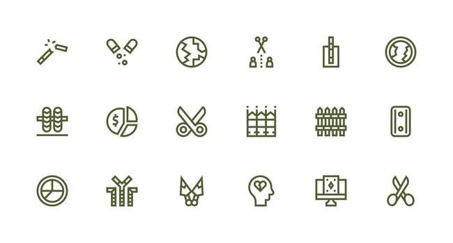 18 Strong Stroke Line Designs for Split Icons Well-Structured Icons for Creative Use vector