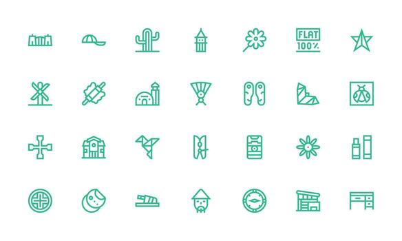 Bold Line Style Flat Icons with 28 Vectors Icon Set for Web