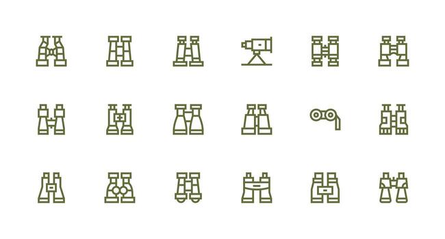 18 Strong Stroke Line Style Icons from Spotting Scope Collection Dashboard Icon Series vector