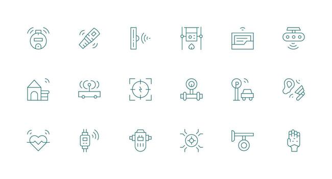 18 Icons for Sensor in Minimal Line Format Layout Icon Collection vector