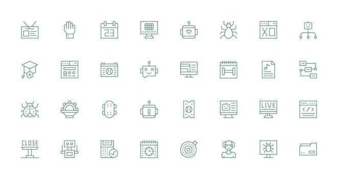 programa presentando 32 íconos en Delgado línea diseño de múltiples fines icono paquete para plantillas vector