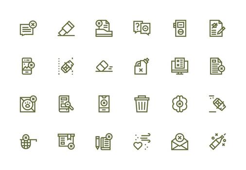 24 Thick Line Line Icons for Delete Graphics Quick Access Icons for UI Development vector