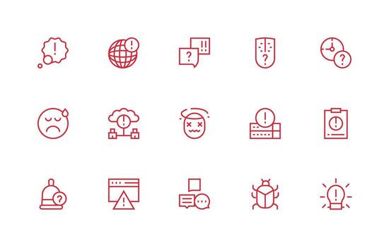 Issue Design Icons featuring 15 in Regular Line Style Neat Icon Set vector
