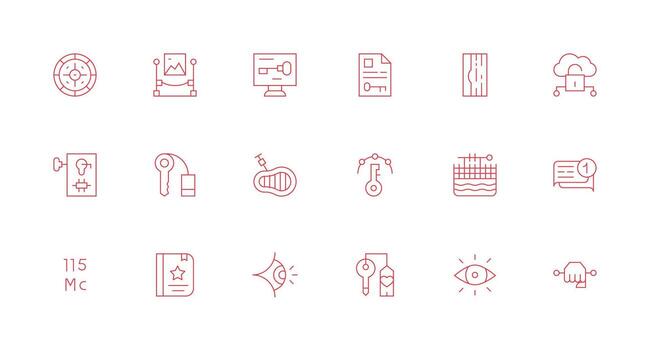 Key Icon Collection with 18 Minimal Line Designs Flexible Icon System for Web Interfaces vector