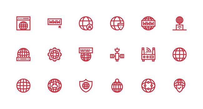 18 Strong Stroke Line Style Icons from Global Network Collection Pixel Perfect Icon Set vector