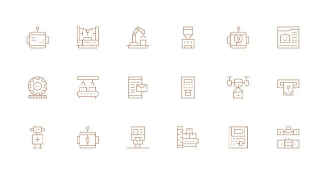Minimal Line Style Automated Icons with 18 Vectors Pixel Perfect Icon Set