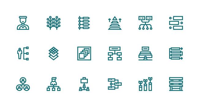 18 Strong Stroke Line Style Icons from Hierarchy Collection Scalable Icons for Cross-Platform Interfaces vector