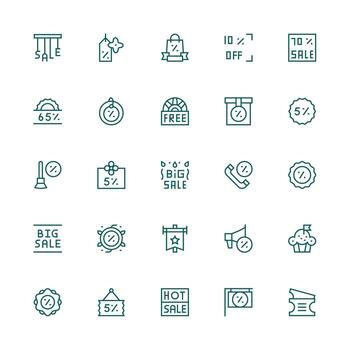 Special Offer featuring 25 Icons in Medium Stroke Outline Design UI and UX Focused Icon Collection vector