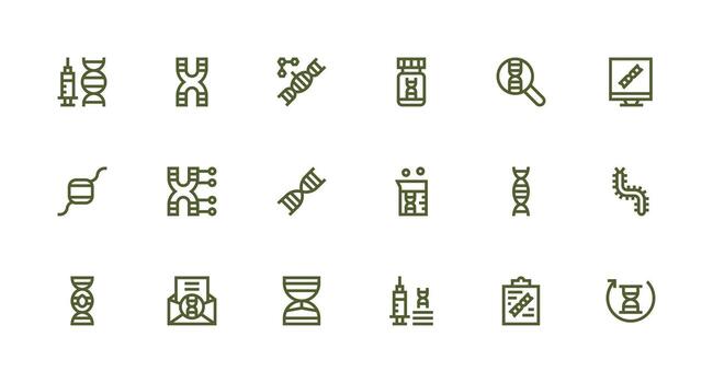Gene Icon Set with 18 Strong Stroke Line Graphics Simple Icons for Interface and Wireframes vector