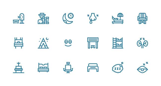 18 Icons for Rest in Strong Stroke Line Format Simple Icon Pack vector