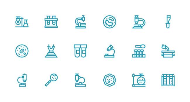 Microscope featuring 18 Icons in Strong Stroke Line Design Multi-Style Icons for Creative Projects vector