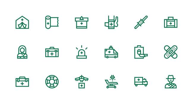18 Strong Stroke Line Style Icons from First Responder Collection Smart Icon Collection vector