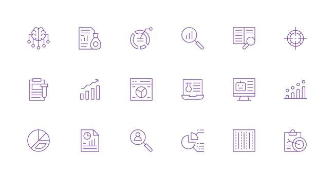 18 Minimal Line Icons for Data Analysis Graphics Clean Set for Layout Prototypes vector