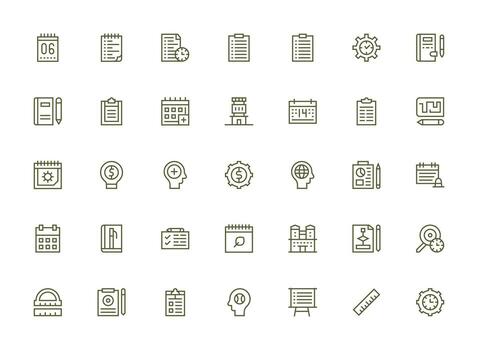 Planning Icon Collection with 35 Regular Clean Line Designs Core Icon Collection for Daily Tasks vector