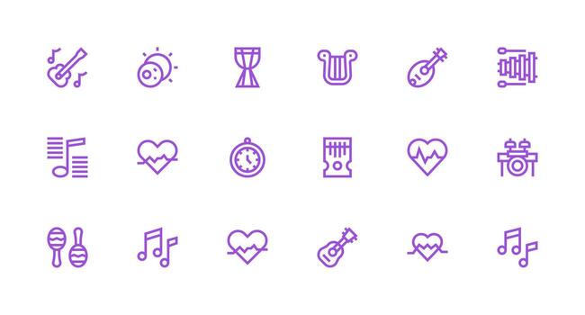 Rhythm including 18 Strong Stroke Line Illustrations UI and UX Focused Icon Collection vector