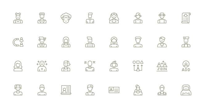 Signup Set with 32 Thin Line Icons Multi-Style Icons for Creative Projects vector
