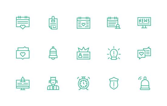 15 Regular Line Designs for Important Icons Clean Icon Collection for Web Use vector