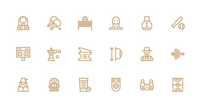 Game Icon Set with 18 Strong Stroke Line Graphics Pixel Perfect Icons for Modern Apps vector