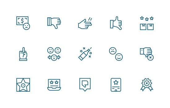15 Regular Line Style Icons from Bad Collection Multi-Purpose Icon Set vector