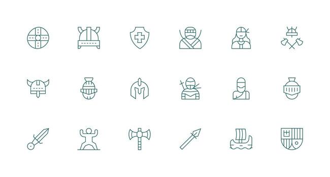 Warrior featuring 18 Icons in Minimal Line Design Essential Icons for Rapid UI Building vector
