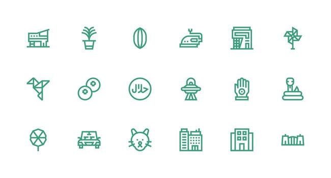 Flat Design Icons featuring 18 in Strong Stroke Line Style Scalable Icons for Cross-Platform Interfaces vector