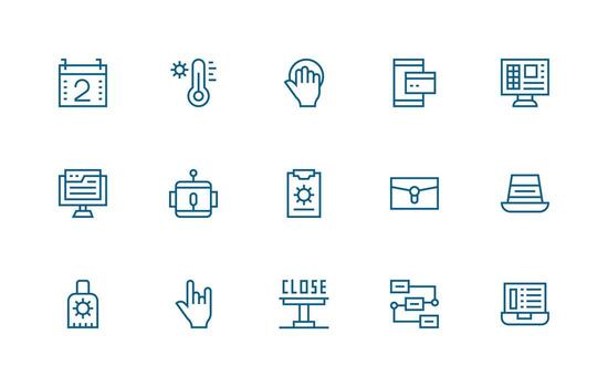 regular línea estilo programa íconos con 15 vectores diseño icono colección