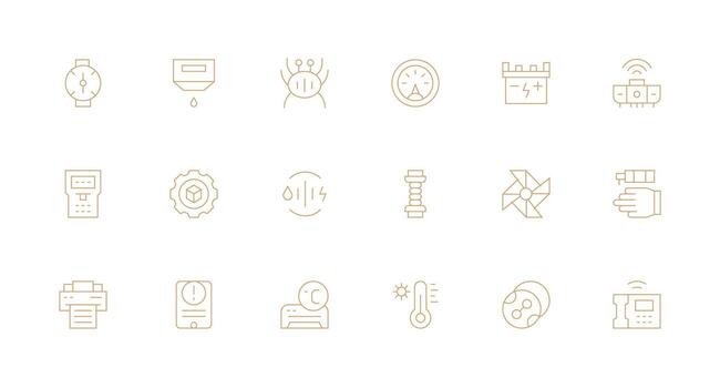 Device including 18 Minimal Line Illustrations Responsive Icon Set for Flexible Layouts vector